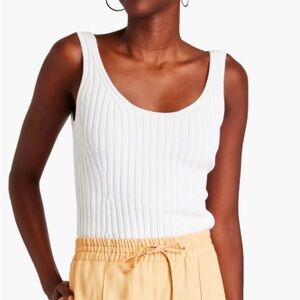 VINCE Ribbed Knit Cotton Blend Tank